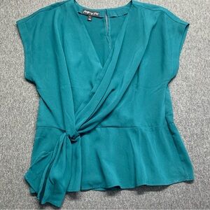 Montgomery Post women’s Green/AQUA Blouse Short Sleeve Top - Size XL
